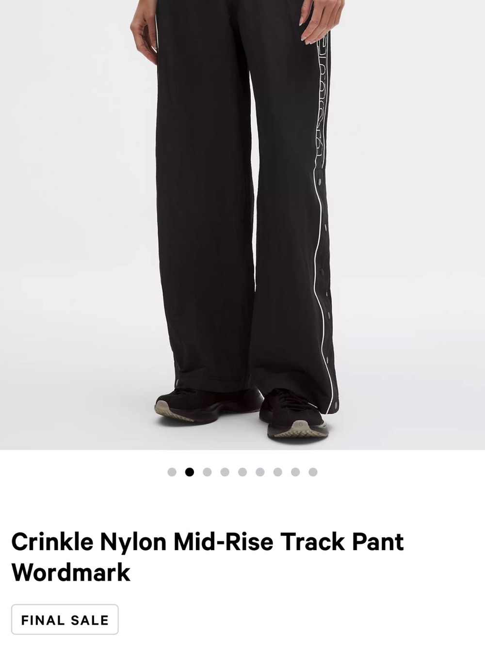 Authentic Lululemon Athletica Crinkle Nylon Mid Rise Track Pants - Wordmark - Picture 4 of 9